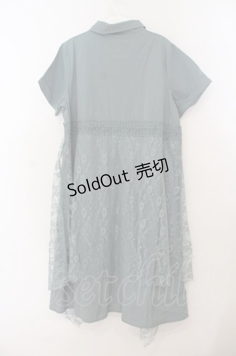 画像2: axes femme / レース重ねシャツワンピース  グリーン O-26-01-24-083-AX-OP-OW-ZT007 (2)