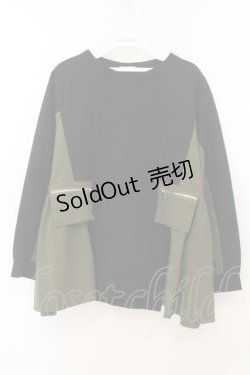 画像1: axes femme / ポケット使いバイカラーTシャツ  クロ×グリーン O-26-01-24-084-AX-TO-OW-ZT003