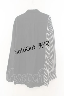 画像2: KMK / ストライプ切り替えBIGシャツ  ブラック O-26-01-24-089-PU-BL-YM-OS