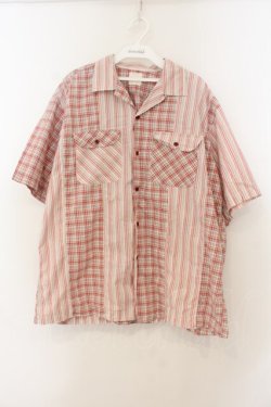 画像1: Karl Helmut / パッチワーク開襟シャツ  アカｘシロ O-26-01-24-093-EL-BL-YM-OS