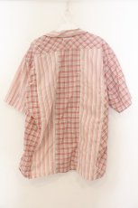 画像2: Karl Helmut / パッチワーク開襟シャツ  アカｘシロ O-26-01-24-093-EL-BL-YM-ZT003 (2)