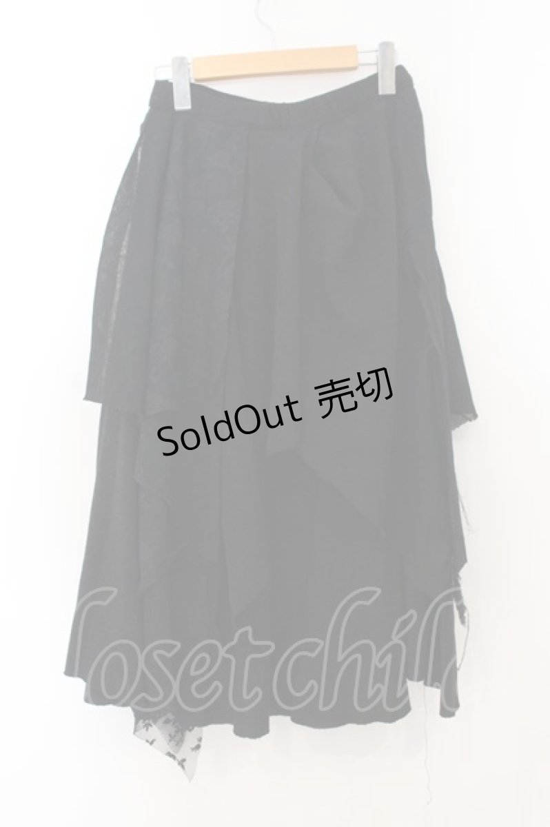 画像4: h.NAOTO / 異素材ランダムスカート  ブラック O-26-01-24-010-HN-SK-IG-OS (4)