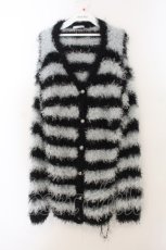 画像1: NOEMIE / もしゃもしゃ囚人ユニセックスカーディガン  クロ×サックス O-26-01-24-013-LO-TO-IG-ZT011 (1)