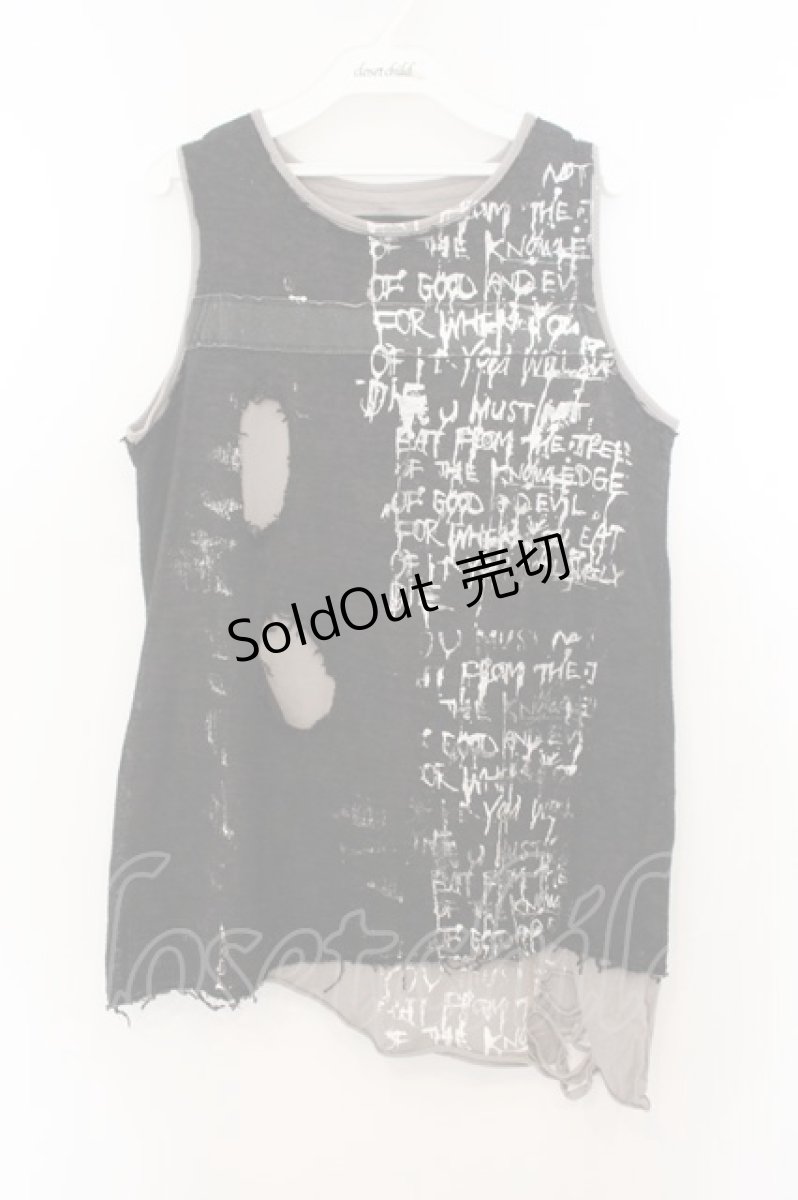 画像1: h.ANARCHY / レイヤードダメージタンク  ブラック×グレー O-26-01-24-014-HN-TO-IG-OS (1)