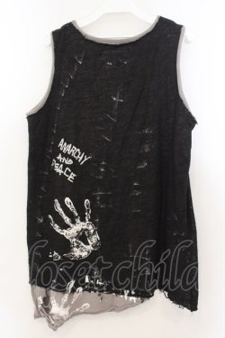 画像4: h.ANARCHY / レイヤードダメージタンク  ブラック×グレー O-26-01-24-014-HN-TO-IG-OS