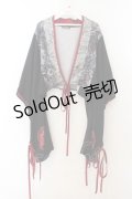 Qutie Frash / 着物ショートカーデ  ブラック×レッド O-26-01-24-015-QU-TO-IG-OS