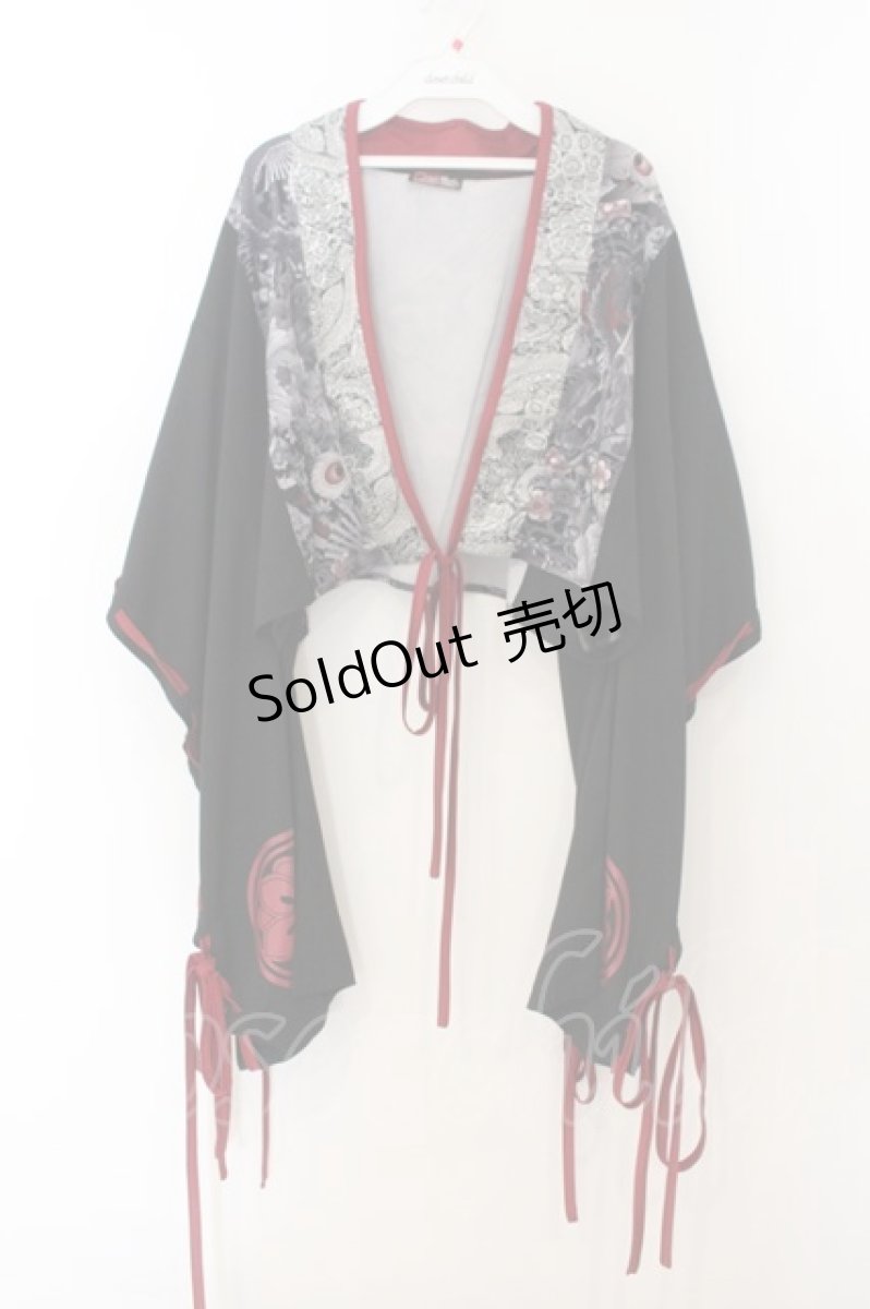 画像1: Qutie Frash / 着物ショートカーデ  ブラック×レッド O-26-01-24-015-QU-TO-IG-OS (1)
