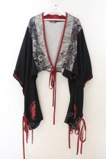 画像1: Qutie Frash / 着物ショートカーデ  ブラック×レッド O-26-01-24-015-QU-TO-IG-OS (1)