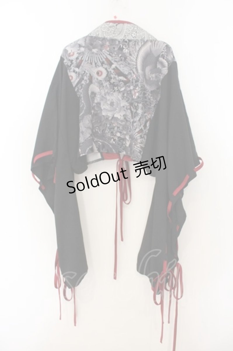 画像4: Qutie Frash / 着物ショートカーデ  ブラック×レッド O-26-01-24-015-QU-TO-IG-OS (4)