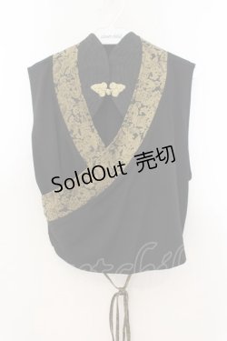 画像1: Qutie Frash / 着物カシュクールインナー  ブラック×ゴールド O-26-01-24-020-QU-TO-OW-OS