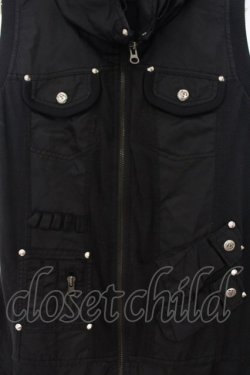 画像2: Qutie Frash / ポーチ付きミリタリーベスト  ブラック O-26-01-24-022-QU-TO-OW-OS