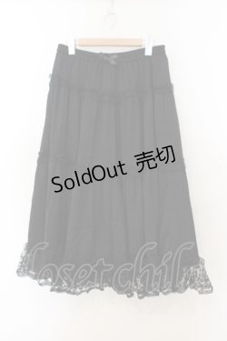 画像1: m petit by misako / サテンキリカエペチスカート LL クロ O-26-01-24-023-LO-SK-IG-ZT010