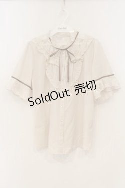 画像1: axes femme / 透けレースとろみ半袖ブラウス M キナリ O-26-01-26-030-AX-BL-OW-OS