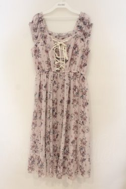 画像1: axes femme / パピヨンローズ柄編上ワンピース F ピンク O-26-01-26-033-AX-OP-OW-OS