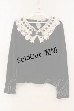 画像1: axes femme POETIQUE / ビジュー釦付レース襟プルオーバー M クロ O-26-01-26-039-AX-TO-OW-OS