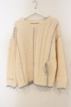 画像1: axes femme / バイカラーステッチニットプルオーバー F キナリ O-26-01-26-043-AX-TO-OW-OS