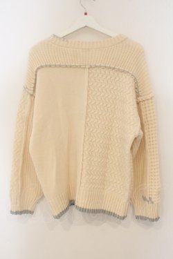 画像2: axes femme / バイカラーステッチニットプルオーバー F キナリ O-26-01-26-043-AX-TO-OW-OS