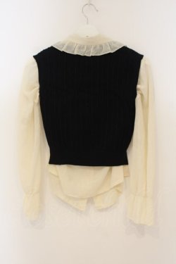 画像2: axes femme POETIQUE / ニットベスト付きブラウス M キナリ×クロ O-26-01-26-044-AX-TO-OW-OS