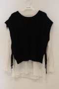 axes femme / ニットベストアンサンブル M シロ×クロ O-26-01-26-047-AX-TO-OW-OS