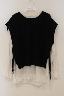 画像1: axes femme / ニットベストアンサンブル M シロ×クロ O-26-01-26-047-AX-TO-OW-OS