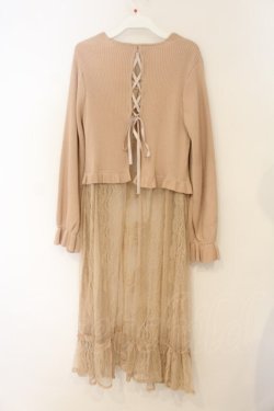 画像2: axes femme / レース重ねロングカーディガン M ピンク O-26-01-26-049-AX-TO-OW-ZT0127G