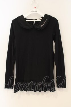 画像1: axes femme / 襟付き裾レースインナープルオーバー M クロ O-26-01-26-054-AX-TO-OW-OS