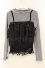 画像2: axes femme POETIQUE / キャミ重ね着風プルオーバー M グレー×クロ O-26-01-26-055-AX-TO-OW-ZH (2)