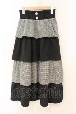 画像1: majoretty / ギンガムティアードスカート M クロ×シロ O-26-01-26-060-LO-SK-IG-OS