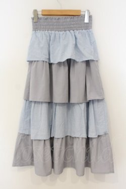 画像2: majoretty / ギンガムティアードスカート M サックス×グレー O-26-01-26-062-LO-SK-IG-OS