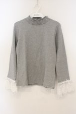画像1: axes femme / チュールレース袖カットプルオーバー M グレー O-26-01-26-077-AX-TO-IG-ZT601 (1)