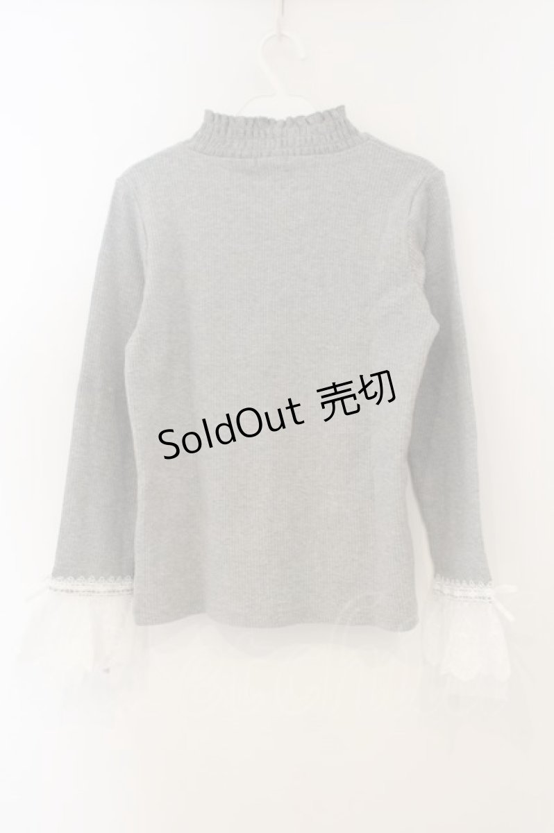 画像3: axes femme / チュールレース袖カットプルオーバー M グレー O-26-01-26-077-AX-TO-IG-ZT601 (3)