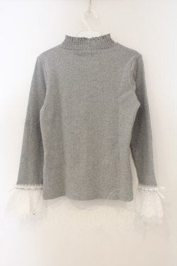 画像3: axes femme / チュールレース袖カットプルオーバー M グレー O-26-01-26-077-AX-TO-IG-OS