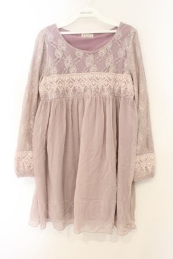 画像1: axes femme / レース重ねカットチュニック M パープル O-26-01-26-078-AX-TO-IG-OS