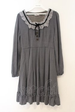 画像1: axes femme / ベロアリボンニットワンピース M グレー O-26-01-26-079-AX-OP-IG-OS