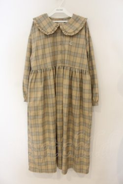 画像1: merry jenny / bear刺繍チェックワンピース F ベージュ O-26-01-26-091-LO-OP-OW-OS