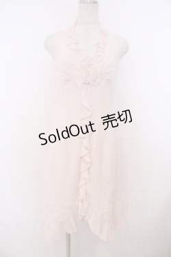 画像1: JESUS DIAMANTE / 薔薇ホルターワンピース 42 ピンク O-26-01-27-044-JE-OP-OW-OS