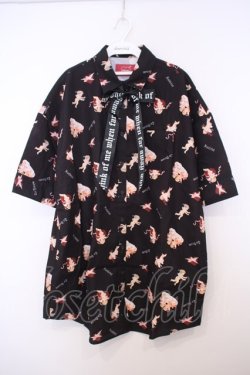 画像1: Jamie エーエヌケー / エンジェルプリントBIGシャツ M クロ O-26-01-27-060-LO-BL-OW-OS