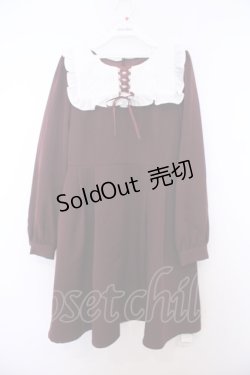 画像1: Ank Rouge / スクエアヨークワンピース M ワイン O-26-01-27-065-CA-OP-OW-OS