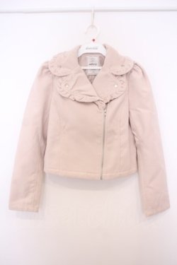画像1: Ank Rouge / 2020年 Happy Ba フリルライダースジャケット M ベージュ O-26-01-27-070-CA-JA-OW-OS
