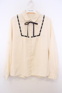 画像1: Fi.n.t / はしごリボン使いタイ付きブラウス F アイボリー O-26-01-27-009-CA-BL-OW-OS