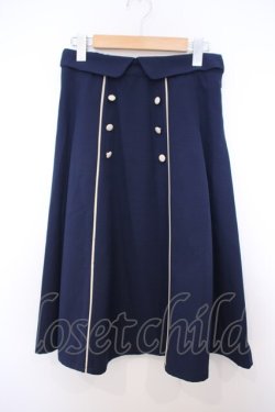画像1: F i.n.t / ダブル釦配色タックスカート F ネイビー O-26-01-27-010-CA-SK-OW-OS