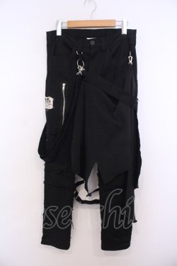 画像1: STIGMATA / ラップ付き継ぎ接ぎパンツ XS ブラック O-26-01-27-094-GO-PA-IG-OS