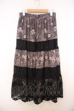 画像1: axes femme / ペイズリー×花柄ロングスカート M クロ系 O-26-01-27-013-AX-SK-OW-OS