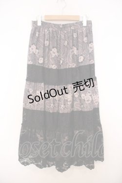 画像1: axes femme / ペイズリー×花柄ロングスカート M クロ系 O-26-01-27-013-AX-SK-OW-ZT609