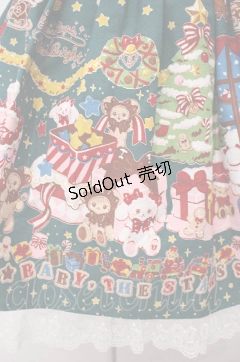 画像2: BABY,THE STARS SHINE BRIGHT / くみゃちゃんのDokiDoki Christmas Party柄スカート  グリーン O-26-01-27-025-BA-SK-IG-OS (2)