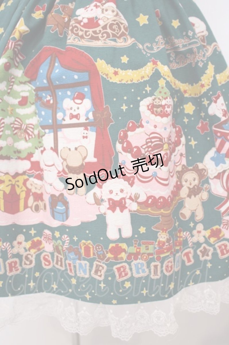画像3: BABY,THE STARS SHINE BRIGHT / くみゃちゃんのDokiDoki Christmas Party柄スカート  グリーン O-26-01-27-025-BA-SK-IG-OS (3)