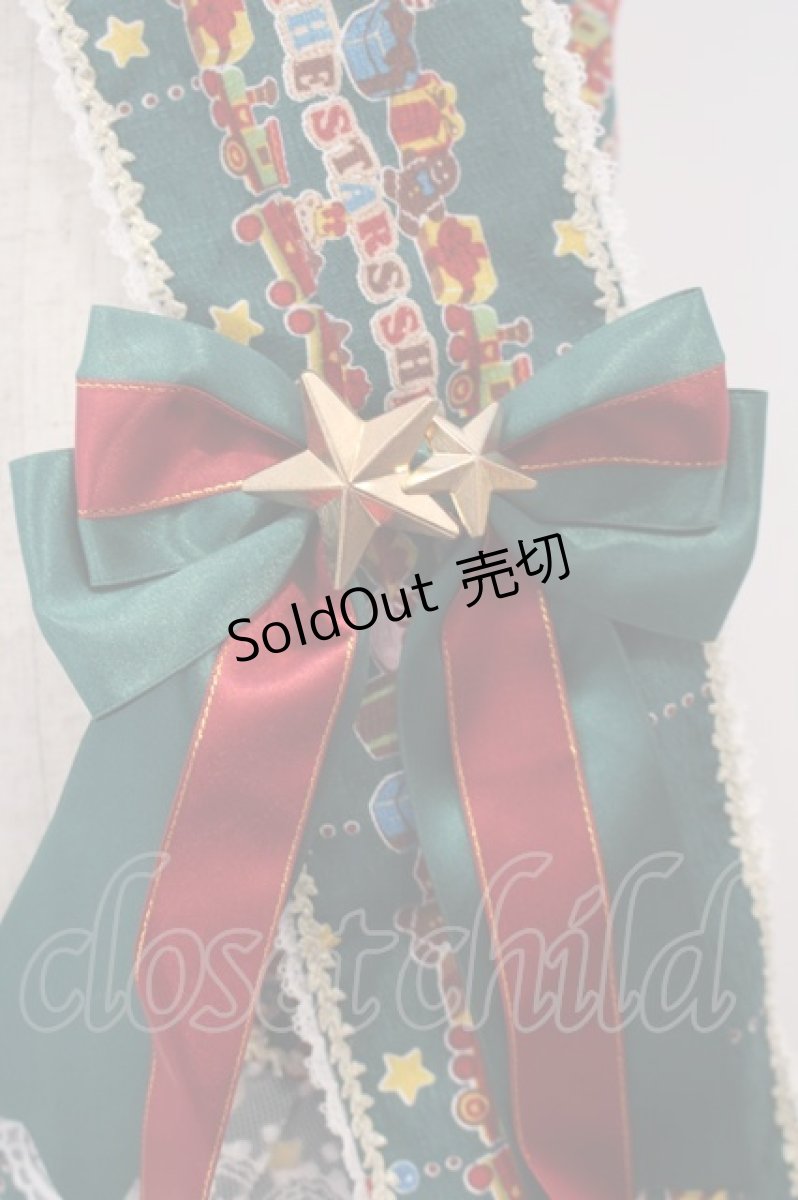 画像2: BABY,THE STARS SHINE BRIGHT / くみゃちゃんのDokiDoki Christmas Party柄エシャルプ  グリーン O-26-01-27-003-BA-ZA-IG-OS (2)