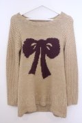 ANECDOTE axes femme / リボン柄ニット S ベージュ O-26-01-28-001-AX-TO-OW-OS