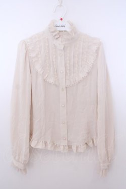 画像1: Innocent World / ハートスカラップスタンドカラーブラウス M 生成り O-26-01-28-043-IW-BL-IG-OS