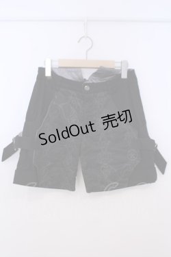 画像1: Sixh / 刺繍入りサテンショートパンツ  ブラック O-26-01-28-051-HN-PA-IG-OS